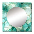 thumbnail image 2 of Designart "Emerald Seaglass Mosaic" Abstract Square Mirror For Wall Decor - Large Green Square Mirror Printed Wall Decor - Modern Square Living Room Mirror, 2 of 5