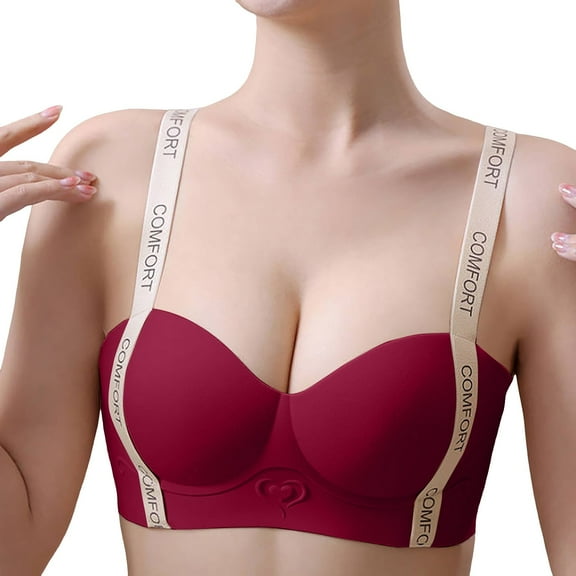 khonts,Women's Push up Supportive Soft Bras Seamless Wireless Anti-Sagging Bra Soft Comfy Lift Gathering Bralettes XL