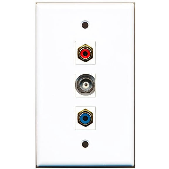 RiteAV - 1 Port RCA Red and 1 Port RCA Blue and 1 Port BNC Wall Plate