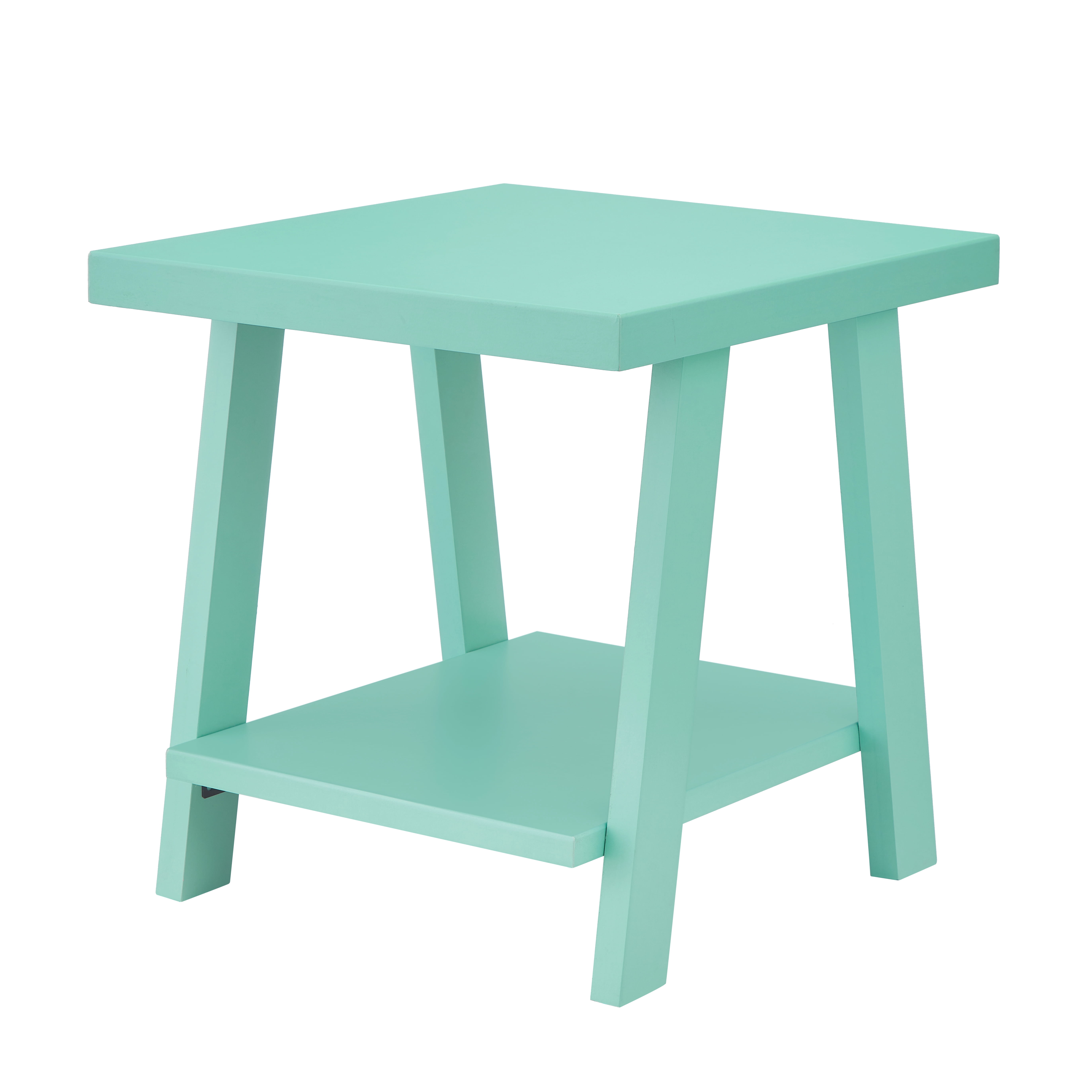 Wood Shelf End Table, Teal