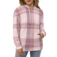 thumbnail image 4 of Pink Plaid Pattern Fabric Texture Men's Women Vintage 3D Hooded Sweatshirt - All-Season Loose Fit Streetwear, 4 of 6
