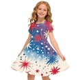 thumbnail image 1 of Odeerbi Niñas Día de La Independencia Vestido de Línea A Verano Patriótico Cuello Redondo Manga Corta Vestido Casual, 1 of 9