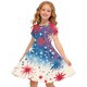 thumbnail image 1 of Odeerbi Niñas Día de La Independencia Vestido de Línea A Verano Patriótico Cuello Redondo Manga Corta Vestido Casual, 1 of 9