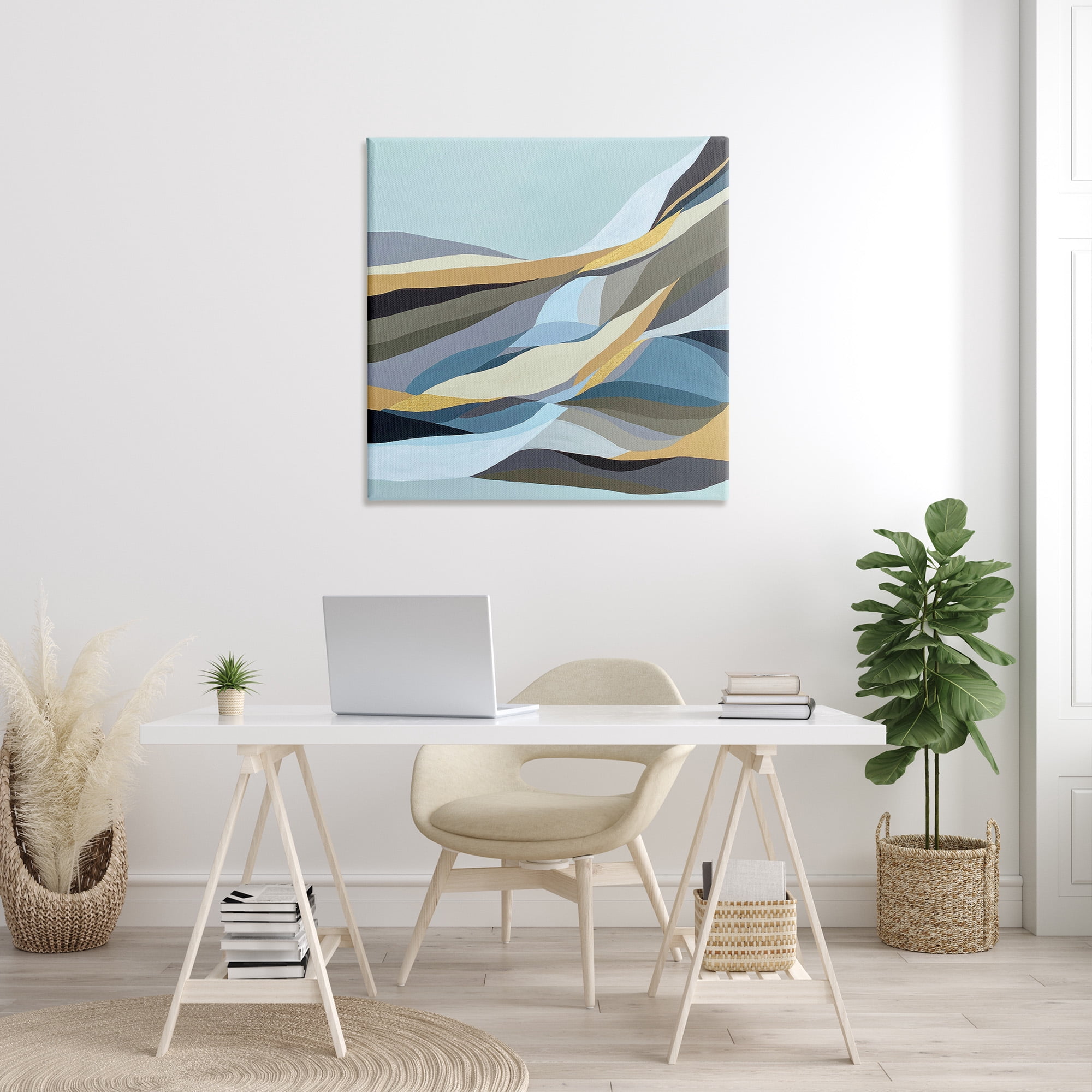 Stupell Industries Geometric Mountains Landscape Abstract Painting Gallery Wrapped Canvas Art Print Wall Art, 36 x 36