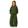 thumbnail image 3 of Angala 2 Piece Outfits For Girls Long Sleeve Cozy Hooded Sweatshirt With High Wwaist Pants With Back Pocket Set Girls Fall Season Wear Clothes, 3 of 6