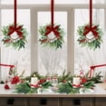 thumbnail image 3 of Guvpev 6 Pc 9'' Mini Christmas Hanging Wreaths with Red Ribbon Artificial Norfolk Pine Red Berries and Lambs Ear Leaves Small Candle Ring Wreaths for Mantel, Stairs, Window, Walls, Holiday Xmas Decor, 3 of 14