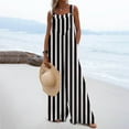 thumbnail image 2 of ABATAB Women's Striped Wide Leg Overalls Summer Sleeveless Romper Square Neck Long Pants Comfy Baggy Jumpsuits with Pockets, 2 of 7