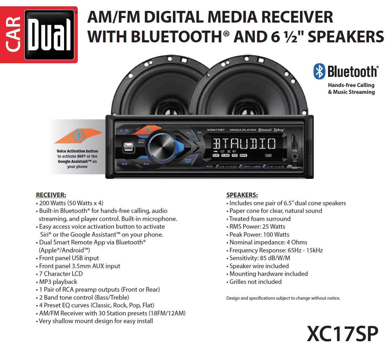 Dual Electronics Car Audio Bundle XDM17SPK4 Stereo And (4)