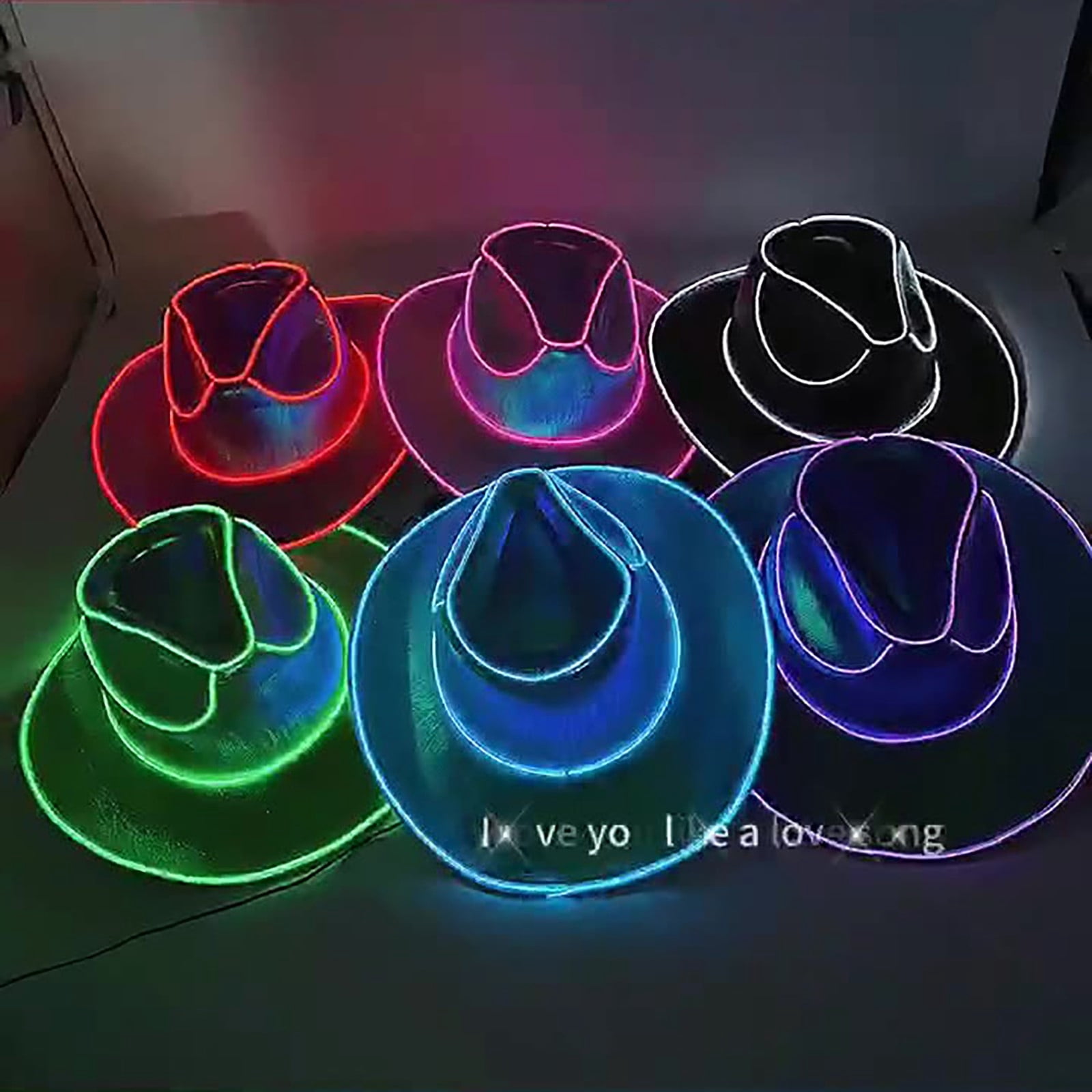 4659 Light Cowgirl Hat And Led Glasses Glow Cowboy Hat Glasses Shutter Space Cowgirl Hat and LED Glasses Set Glow in The Dark LED  main image 4