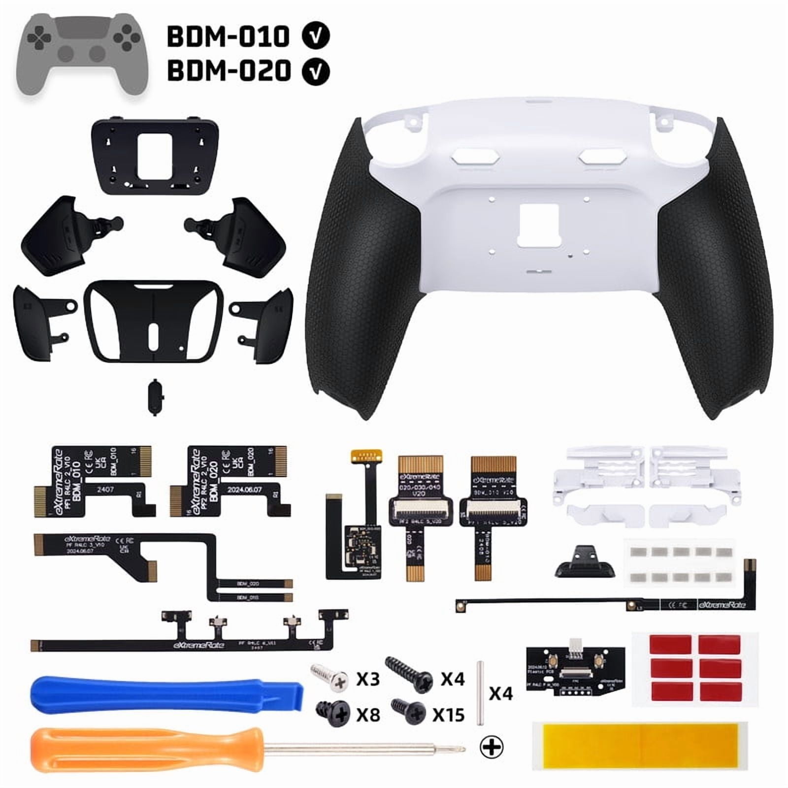 eXtremeRate RISE4 Plus MAX Back Paddles Kit with Clicky Trigger Stops & Rubberized Grip for PS5 Controller BDM-010 020, Black Remappable Back Buttons Kit for PS5 Controller - White Black