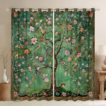 Manfei Cute Flowers Curtains Pack of 2 (42x84 Each),Wild Birds Curtains Blackout,Natural Botanical Tree Bedroom Curtains For Girls Kids,Super Cozy Room Decor