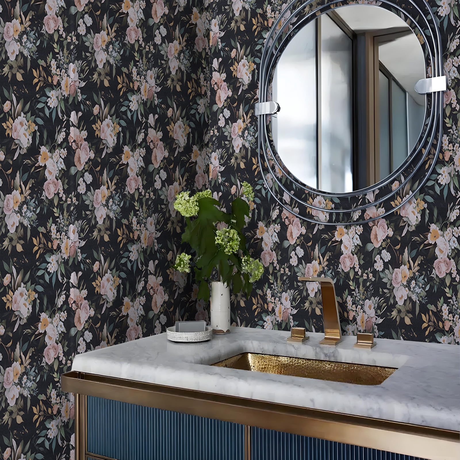 (4 pack) Abyssaly Flower Peel and Stick Wallpaper Colorful Floral Adhesive Removable Wallpaper Peel and Stick for Home Bedroom Cabinets Thicken 17.5-in x 118-in