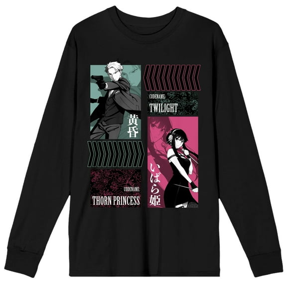 Spy x Family Loid and Yor Codenames Men's Black Long Sleeve Crew Neck Tee-Medium