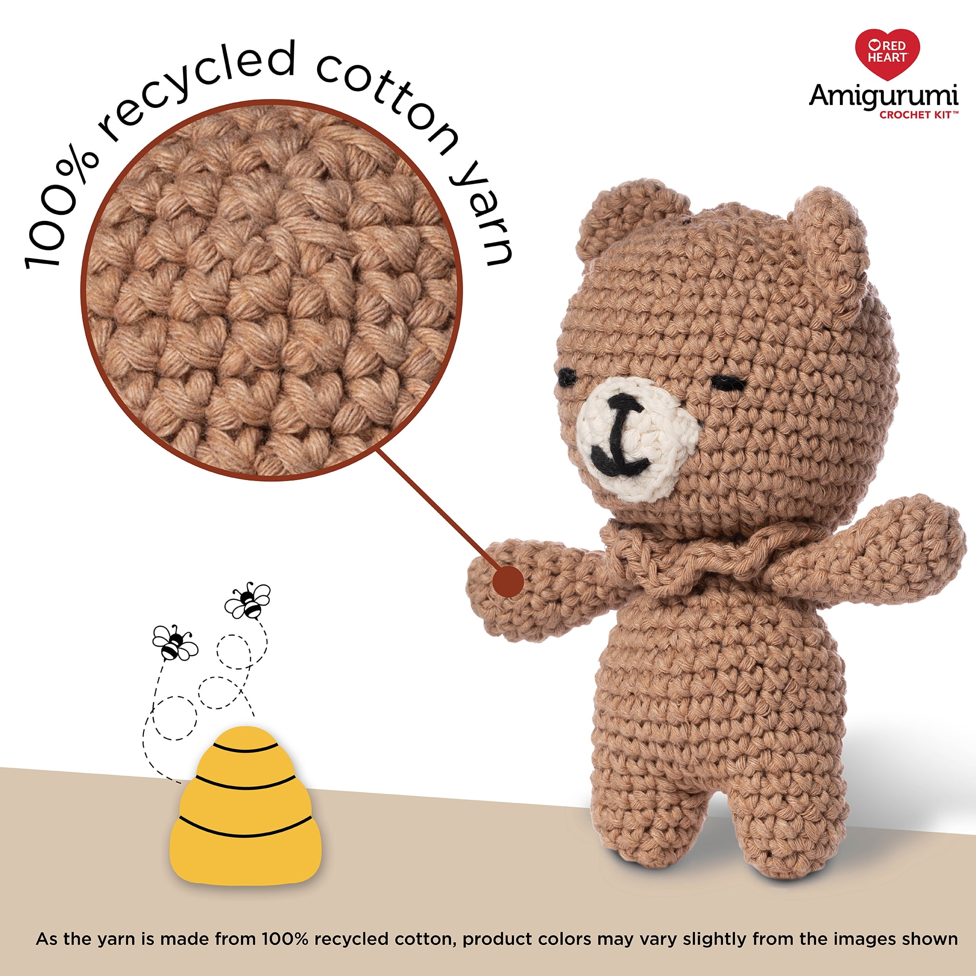 (2 pack) Red Heart Amigurumi Crochet Kit, Eddy the Bear