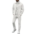 thumbnail image 4 of Ceisia Men's Slim Fit Waffle Knit 2-Piece Set Long Sleeve Zip-Up Jacket with Elastic Waist Drawstring Pants Gifts, 4 of 6