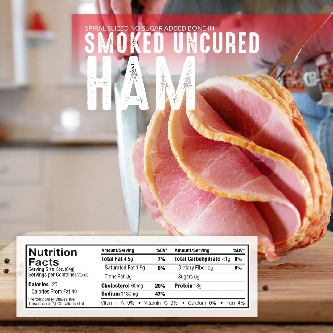 Pedersons Farms, No Sugar Spiral Sliced Bone-In Uncured Half Easter Ham (7 Pound Average)