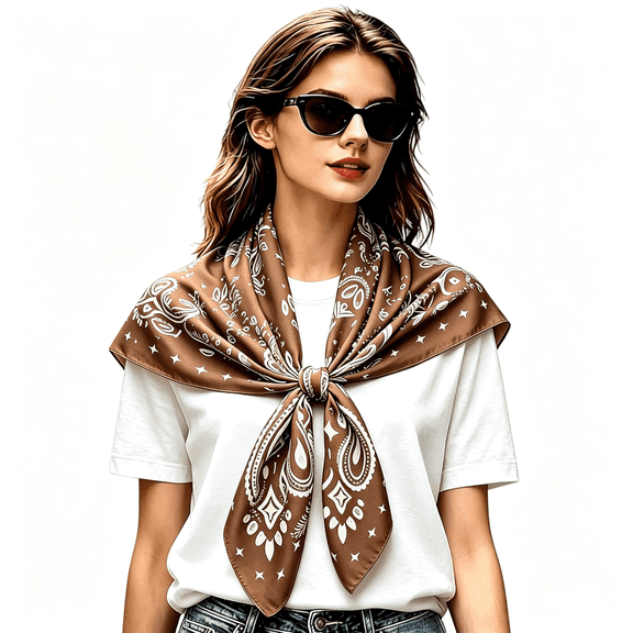 TELOLY 35 Inch Large Square Head Scarf, Soft Cotton Like Hair Scarf, Fashion Bandana, Night Sleeping Hair Wraps for Women - Bandana Scarf
