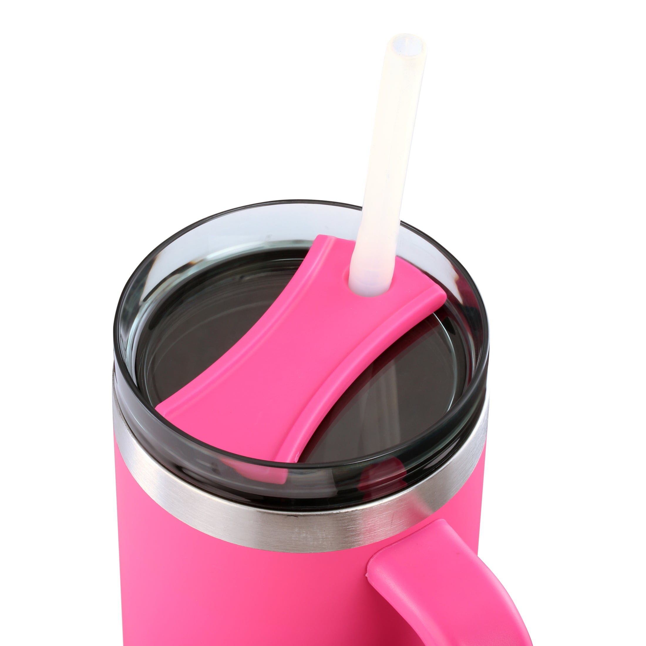 Ozark Trail 40 oz Vacuum-Insulated Stainless-Steel Tumbler with Handle, Hot Pink