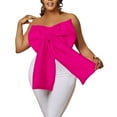 thumbnail image 2 of BLTIBY Women's Sexy Layer Bow Tops Sleeveless Strapless Solid Colour Party Fluffy Tank Top Fashion Elegant Blouse Plus Size Hot Pink XL, 2 of 9