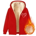 thumbnail image 5 of zaveiop Women's Sales Wool Jacket with Zipper, Thick and Warm Hooded Jacket, Heart-Shaped Print, Winter with Pockets (Red, 5XL), 5 of 7
