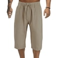 thumbnail image 2 of OSOLU Solid Color Men Linen Capri Pants Baggy Harem Pants Drawstring Yoga Beach Pants Trousers Fashionable Classic Leisure Bottoms, 2 of 3
