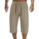 thumbnail image 2 of Pantalones capri de lino para hombre: pantalones de playa holgados con cordón ajustable, corte amplio, cintura ajustable, bolsillos profundos, ropa informal de verano, 2 of 3