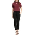 thumbnail image 3 of Allegra K Women's Keyhole Short Puff Sleeves Mock Neck Casual Blouses, 3 of 7