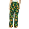 thumbnail image 3 of Xecao Pineapples with Palm Leaves Women's Straight Lounge Pajama Pants: The Epitome of Relaxed Sleepwear, 3 of 9