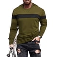 thumbnail image 3 of Men's New Casual Street Exercise Crewneck Long Sleeve Shirt, Spring Fall Sporty Style Top for Daily Wear,Army Green,L, 3 of 5