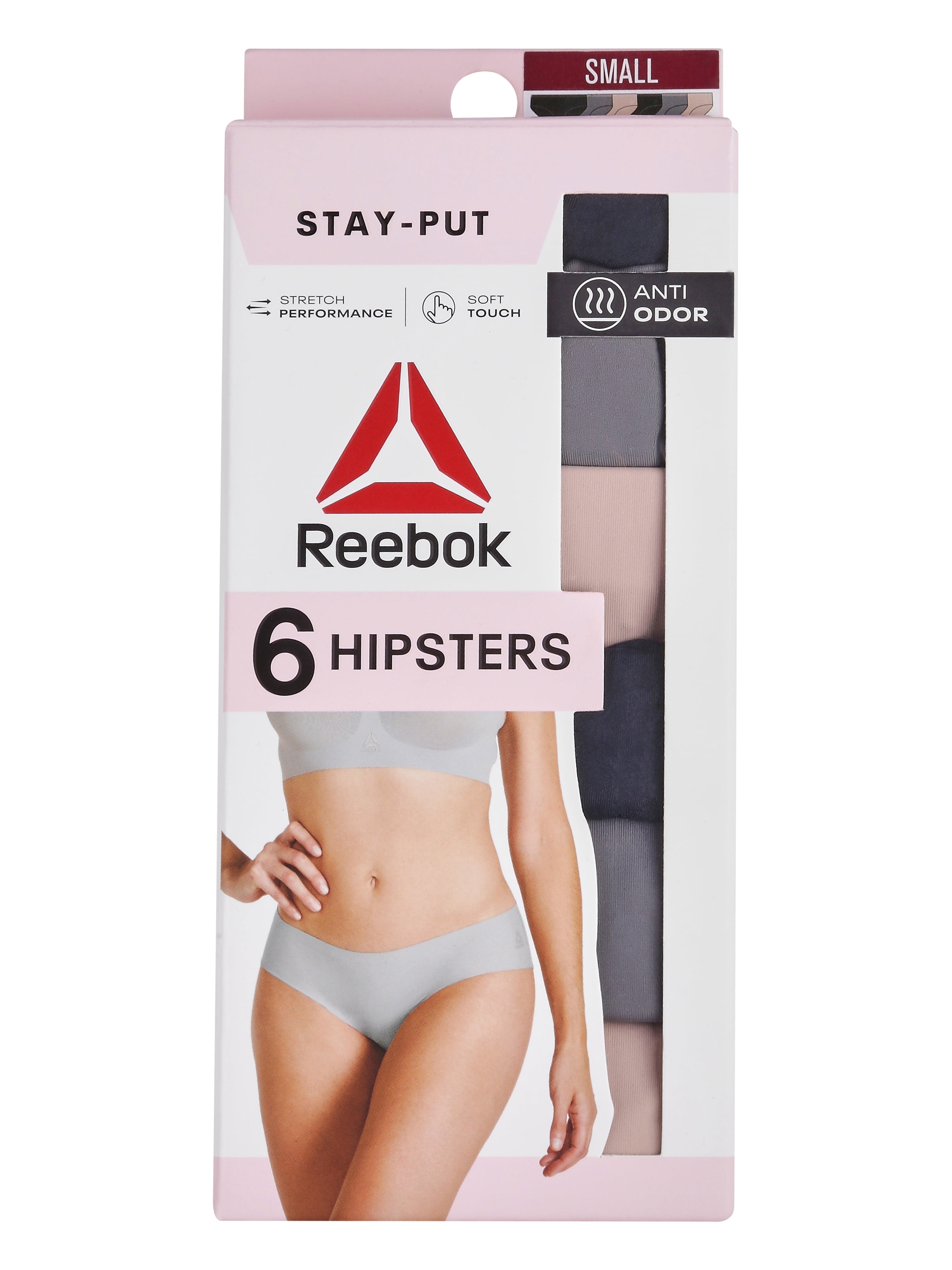 Reebok Women's Underwear Micro Bonded Hipster Panties, 6-Pack, Sizes XS-3XL
