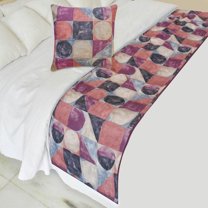 The HomeCentric King / Queen / Twin Pink & Gray Decorative Bed Runner King 90"x18" Bed Runner WITH One Pillow Cover, Printed Bed Scarf on Cotton fabric - Artisymmetry