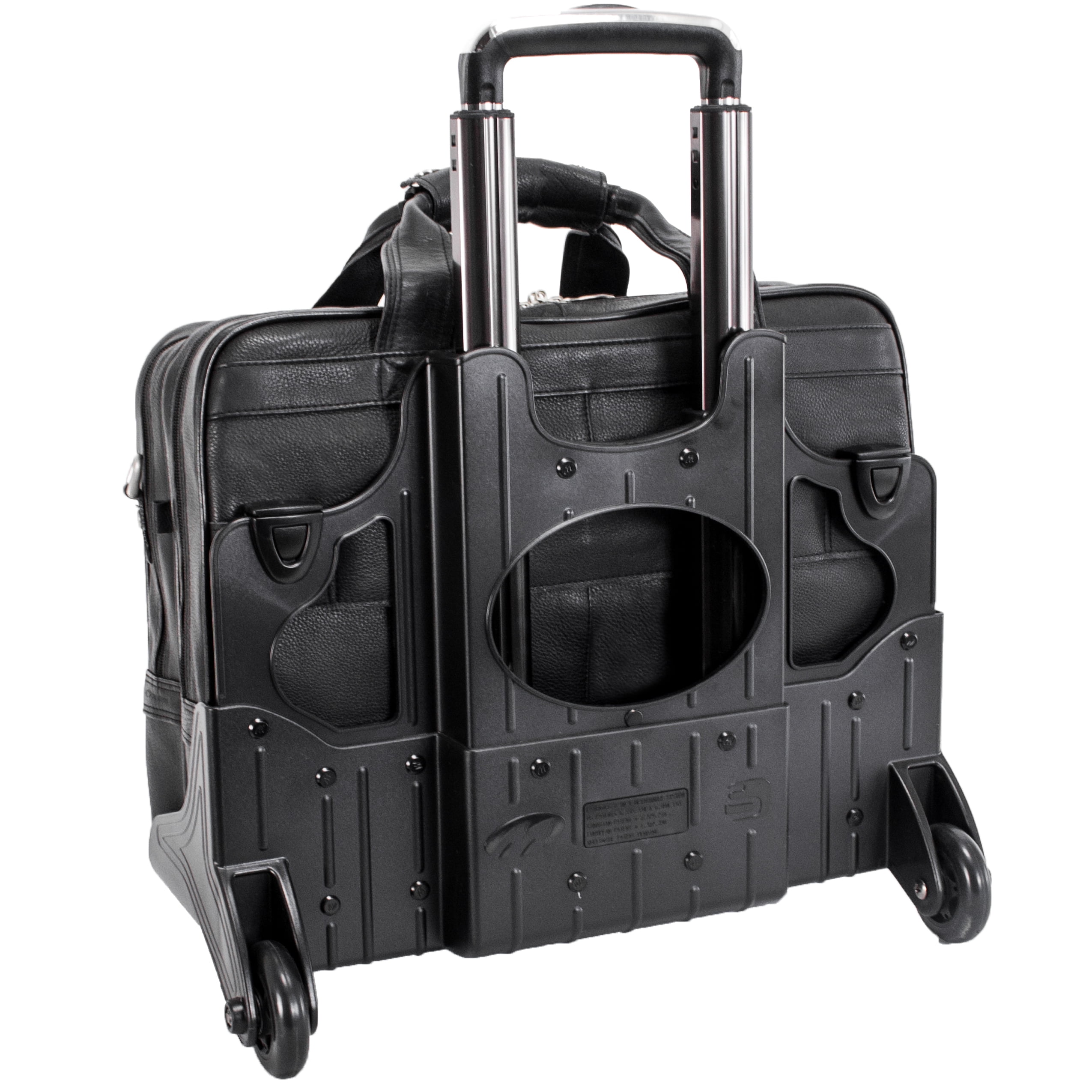 I Series | GOLD COAST | 17" Leather Patented Detachable -Wheeled Laptop Briefcase - Black