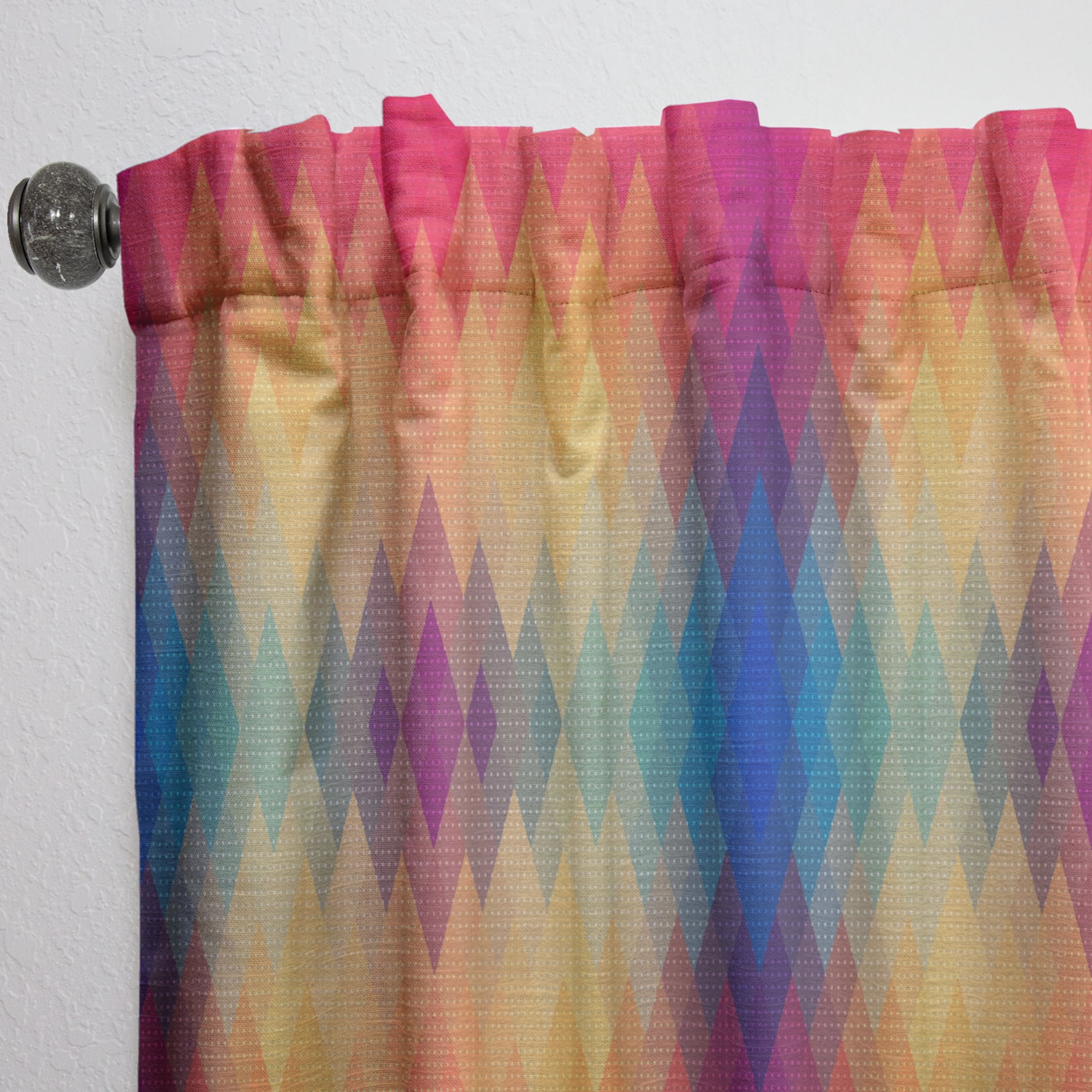 Designart 'Colorful Geometric Diamond Pattern ' Modern Curtain Panel