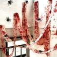 thumbnail image 3 of JeashCHAT 9.8 FT Halloween Creepy Blood Cloth Scary Bloody Gauze Cloth Spooky Fabric Blood Strip Drape Blood Stain Bandage for Halloween Party Doorway Curtain Costume, 3 of 5