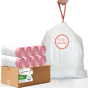 BEIDOU-PAC 13 Gallon Trash Bags, White, 200 Count