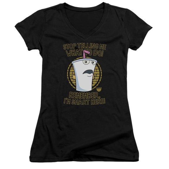 Aqua Teen Hunger Force Stop Junior Women's T-Shirt V-Neck Black
