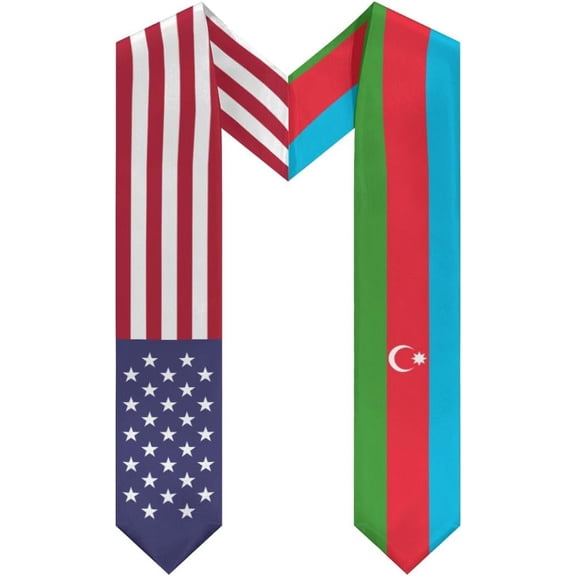 DABOYOZHZH Azerbaijan Mix United States Flag Graduation Stole Sash For Study Aboard International Students