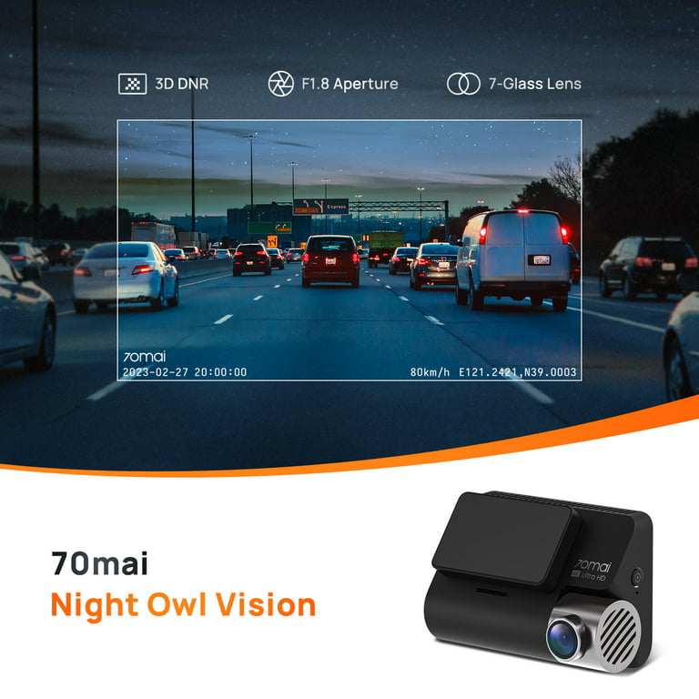 70mai True 4K Dash Cam A800S with Sony IMX415, Built in GPS, Super Night  Vision, 3'' IPS LCD, Parking Mode, ADAS, Loop Recording, iOS/Android App  Control, Front and Rear 