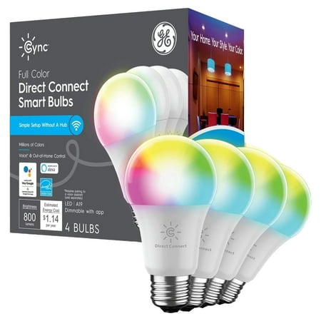 

GE Cync LED 9W (60W Replacement) Smart Home Full Color A19 Smart Bulbs (4 Ct)