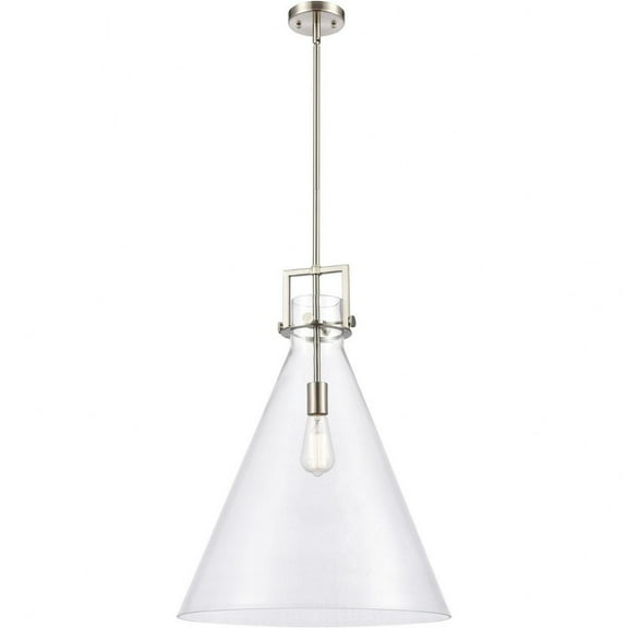 411-1S-SN-18CL Innovations Lighting Newton Cone - 1 Light Pendant In Restoration Style-22.75 Inches Tall and 18 Inches Wide-Brushed Satin Nickel