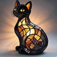 thumbnail image 2 of Cat Lamp, Cat Lamp Stained Glass,Retro Cats Stained Resin Tabletop Night Light,3D Cute Pet Led Table Light, 2 of 5