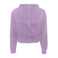 thumbnail image 3 of Juniors Teen Girls Casual Long Sleeve Solid Color Zip Up Cropped hoodie Casual Outdoor Hoodie Oversized Basic Athletic Sweatshirt Deal Of the Day, 3 of 4