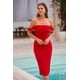 thumbnail image 5 of Vestido PRETTYGARDEN 2025 Midi Rojo con Hombros Descubiertos y Fruncido Talla L, 5 of 8