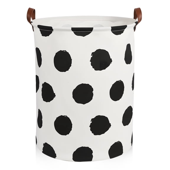 Garnen Kids Laundry Basket Collapsible, 80L Foldable Laundry Hamper, Polka Dot Dirty Clothes Hamper Toy Storage Organizer Bin for Baby Nursery Room