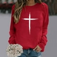 thumbnail image 2 of Babysbule Womens Easter Day Tops Fashion Women's Casual Cross Printed Long Sleeve Round Neck Printed Women's Sports Shirt Tops, 2 of 3