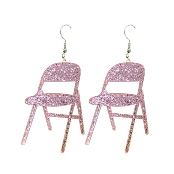 iTNHFP Earrings Silver Unique Statement Stacking Folding Chair Earrings Colorful Acrylic Chair Pendant Earrings Folding Chair Earrings Boho Jewelry