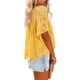 thumbnail image 5 of VISgogo, camisetas de gasa de verano para mujer, camisetas de manga corta acampanadas informales holgadas de encaje de Color sólido, ropa de calle para el día a día VISgogo  moda, 5 of 7