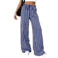 thumbnail image 3 of Pants Elastic Waist Palazzo Pants for Women Casual Lounge Wide Leg Pants Blue XL, 3 of 9