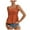 Orange, variant on Women's Tie Shoulder Frill Shirred Ruffle Hem Sleeveless Strappy Cami Blouse Peplum Top