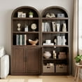 thumbnail image 3 of 72" Tall Arched Cabinet, 5-Tier Arched Bookcase with Doors and Adjustable Shelves, Arch Bookshelf with Storage, Wooden Storage Cabinet for Living Room and Kitchen Pantry, 3 of 10